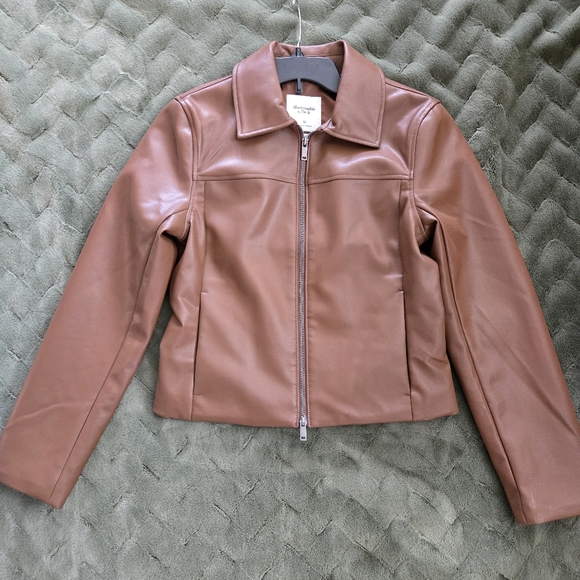 Slim Zip Vegan Leather Jacket Size M. - Picture 1 of 15